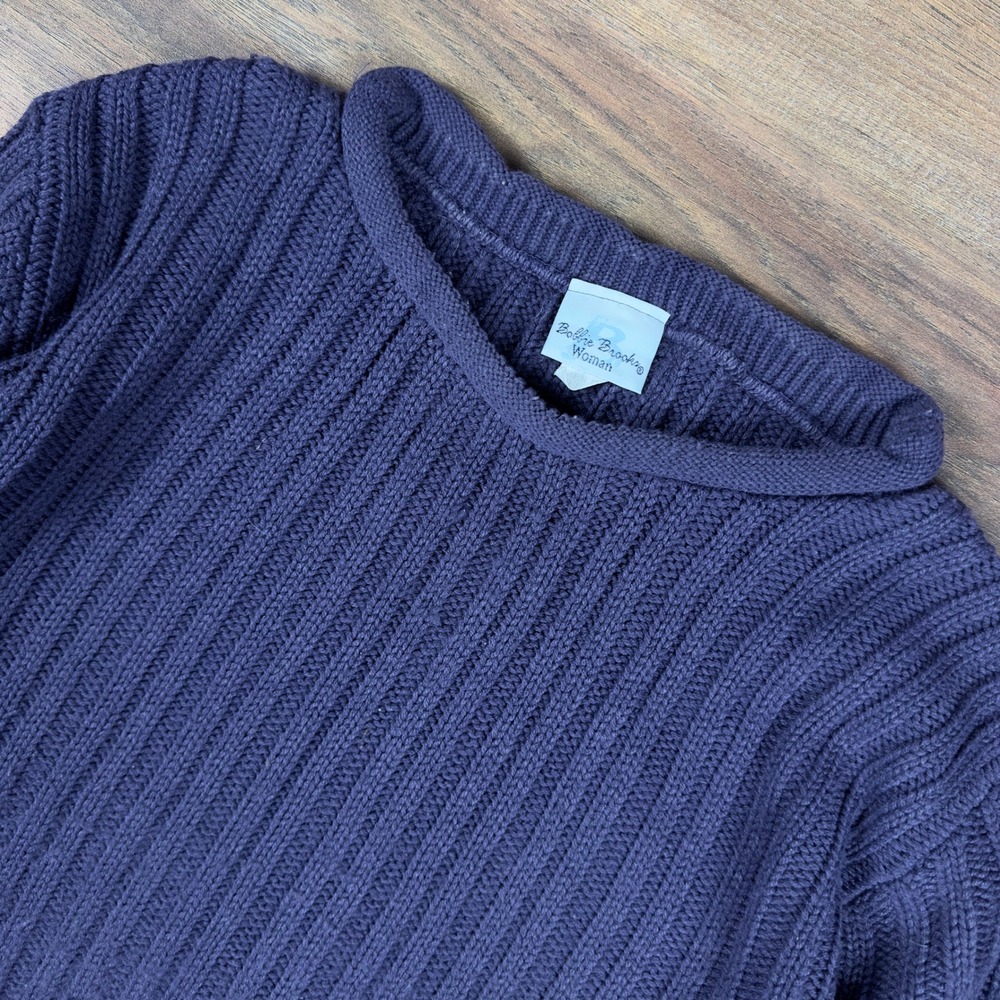 Bobbie Brooks Woman Vintage Navy Blue Ribbed Knit Sweater USA Made Size 18/20